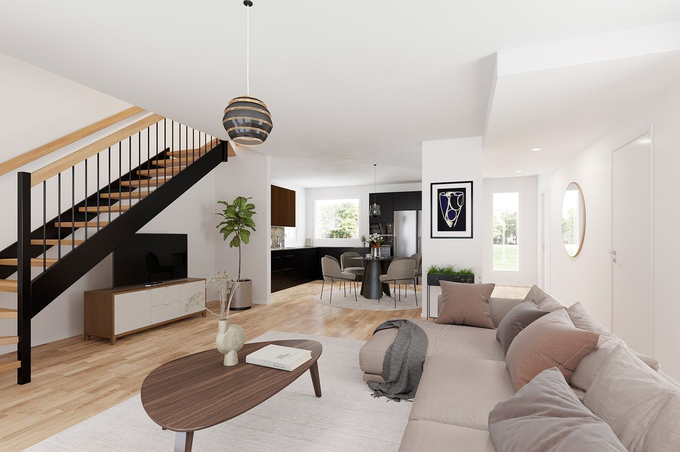 Viitteellinen kuva 4h+kt+s, 107,5 m2 asunnosta.