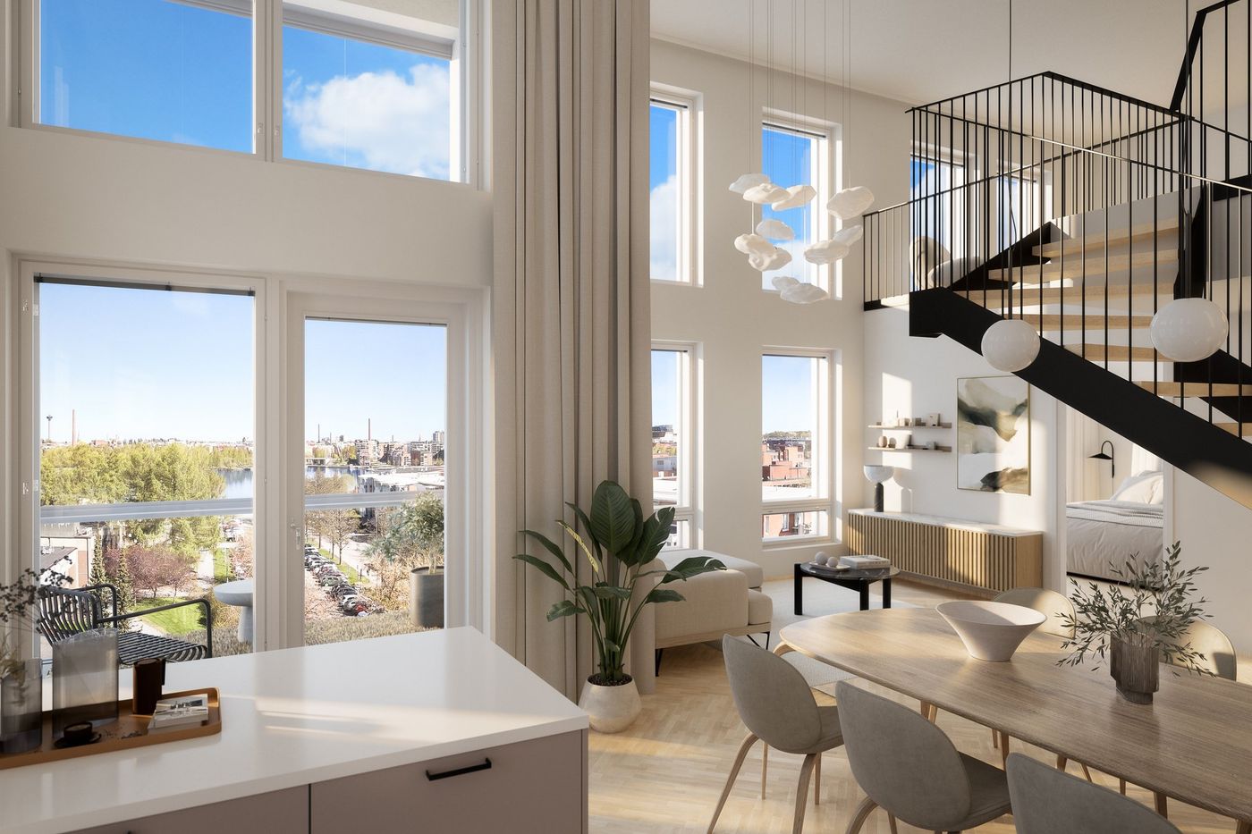 Viitteellinen kuva asunnosta D107 (91,5m2).Saattaa sisältää lisähintaisia materiaaleja.