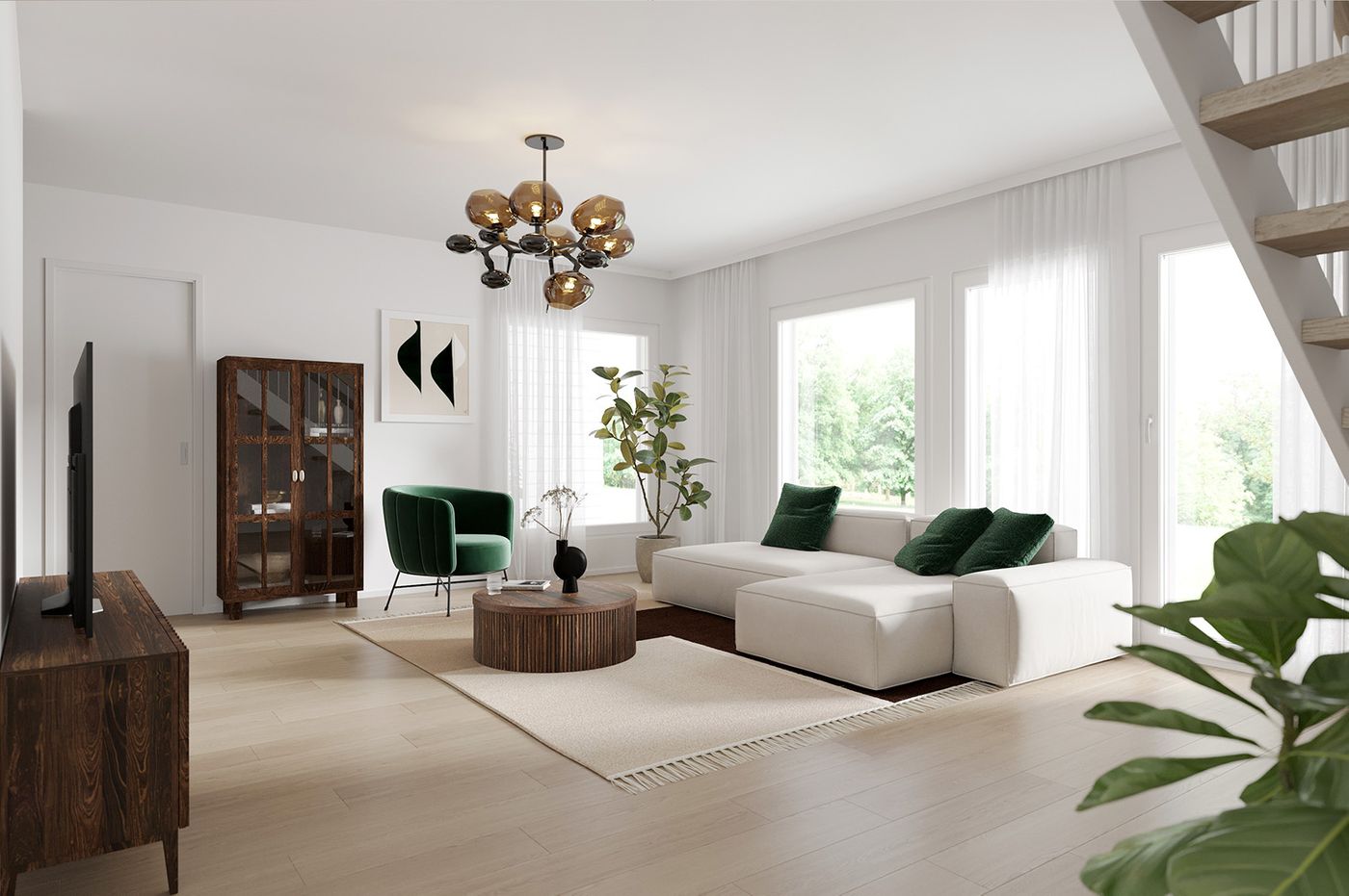 Viitteellinen kuva 5h+kt+s, 139,5 m2 asunnosta.