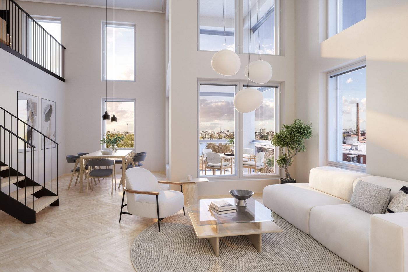 Viitteellinen kuva asunnosta D102 (99,5m2).Saattaa sisältää lisähintaisia materiaaleja.