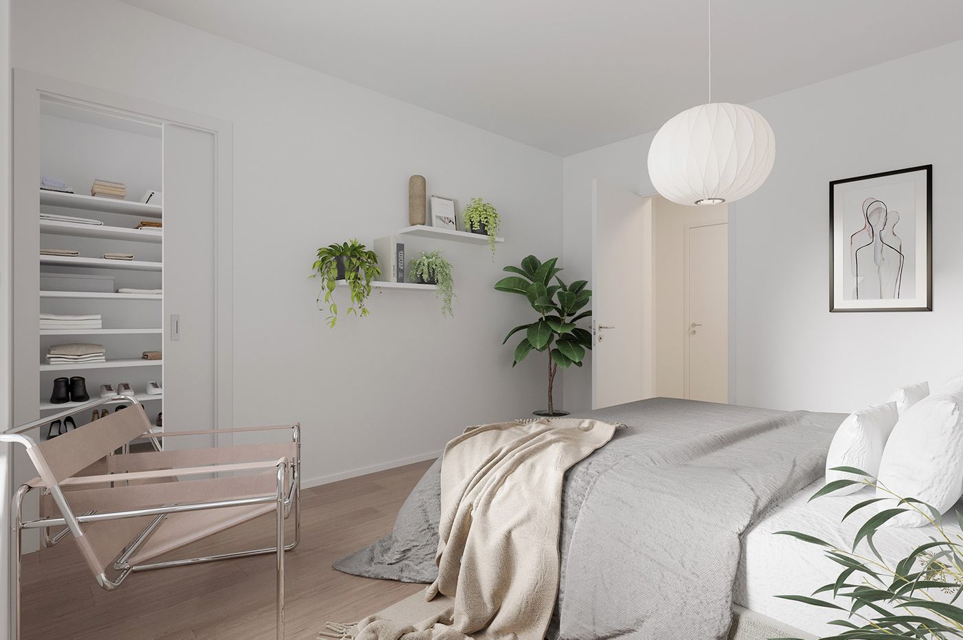 Viitteellinen kuva 4h+kt+s, 107,5 m2 asunnosta.